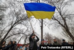 Алматыдағы Украинаны қолдау митингісі. 6 наурыз 2022 жыл.