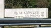 CRIMEA - the inscription on the fence "We are for the" Crimean platform ", entrance to Simferopol, Ukraine, 05Aug2021