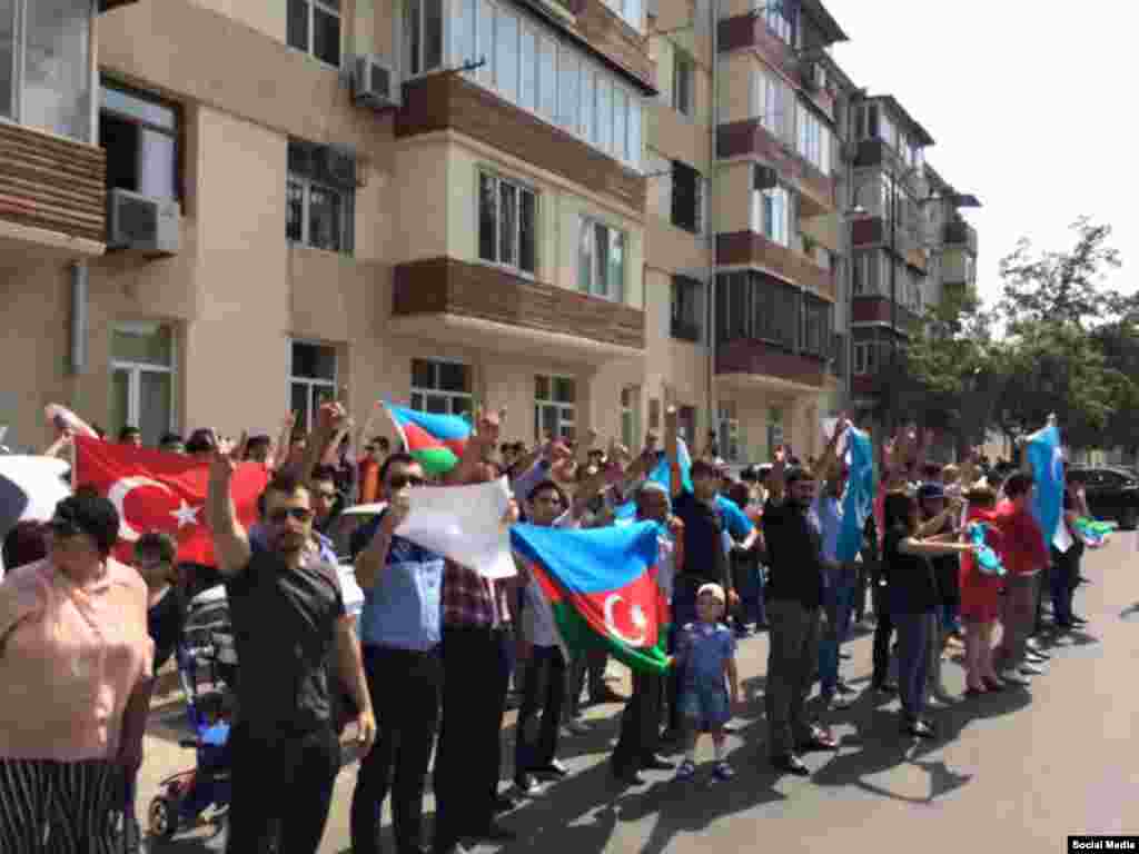 Azerbaijan. Baku. Protest action in front of China Ambassador in Baku