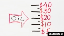 Generic -- Oil. Drawn red arrow with word oil pointing on price figures in dollars